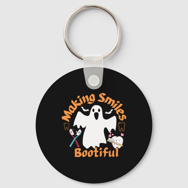 Lächelt Bootiful Funny Ghost Dentist Halloween Den Schlüsselanhänger (Vorderseite)