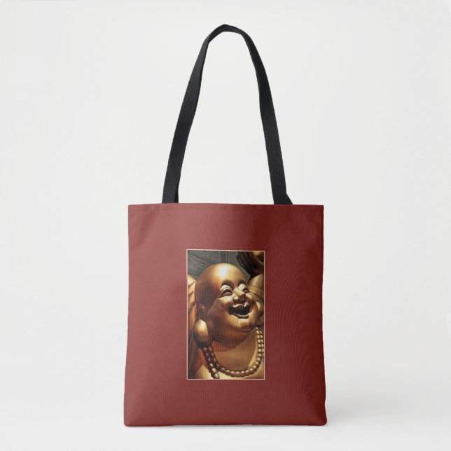 Lachen Buddha Statue Foto Gold auf Red (Vorderseite)