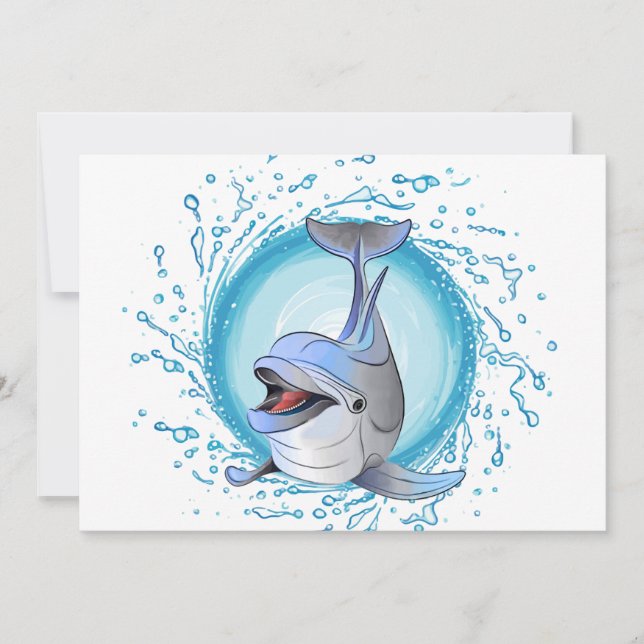 Lachen Dolphin in Splash Circle Einladung (Vorderseite)