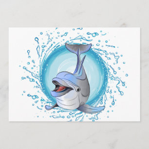 Lachen Dolphin in Splash Circle Einladung