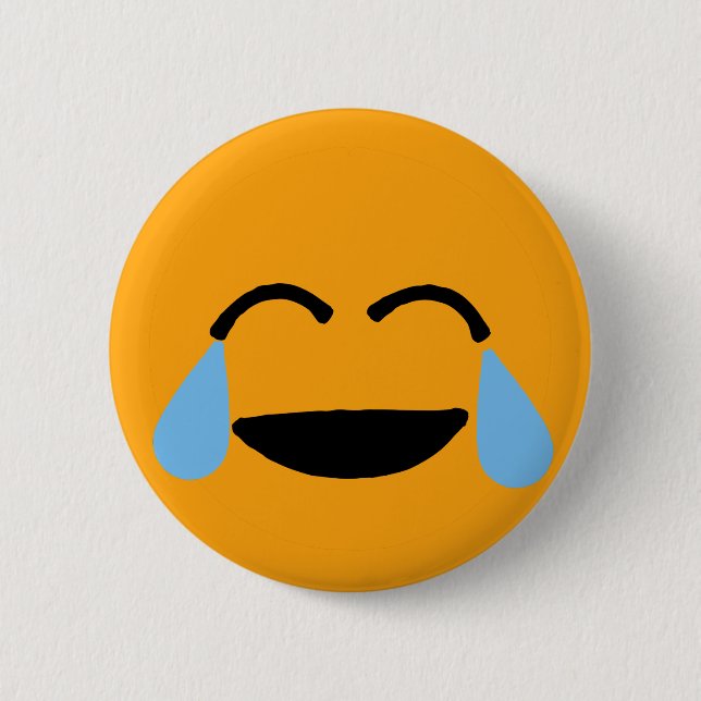 Lachen Gesicht Funny Orange Emoticon Emojii Button (Vorderseite)