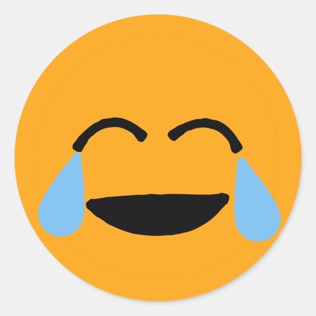 Lachen Gesicht Funny Orange Emoticon Emojii Runder Aufkleber (Vorderseite)
