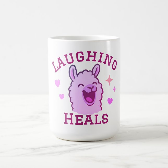 Lachen Heilt Niedlich Llama Kaffeetasse (Mittel)