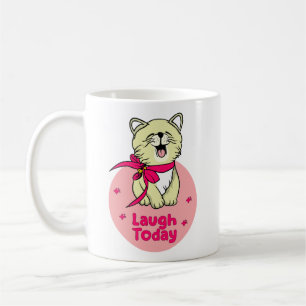 Lachen Heute Kawaii glückliche lustige Katze lache Kaffeetasse