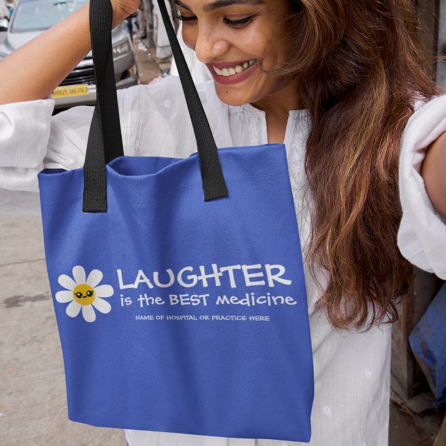 Lachen ist die beste Arznei-Tote-Tasche (Cheer everyone up with this, "Laughter is the best medicine" personalized tote bag! )