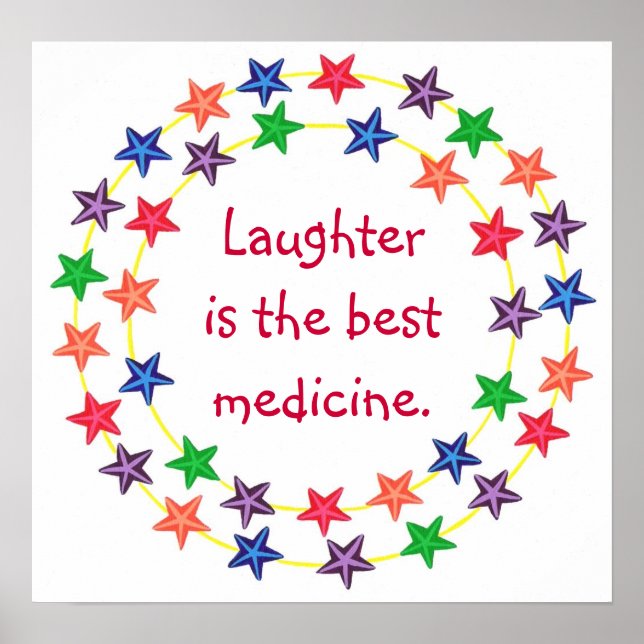 Lachen ist die beste Medizin Colorful Star Poster (Vorne)