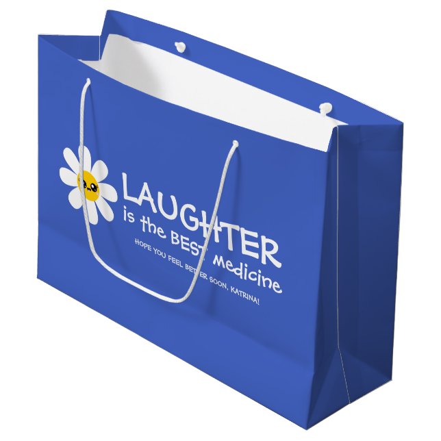 Lachen ist die beste Medizin-Geschenktasche Große Geschenktüte (Vorderseite Schrägansicht)