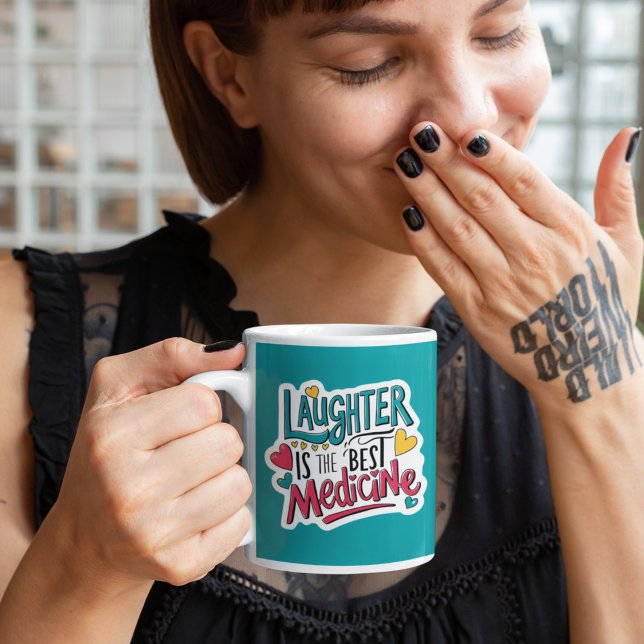 Lachen ist die beste Medizin-Tasse Kaffeetasse (Cheer yourself or someone else up with this, "Laughter is the best medicine" mug! )