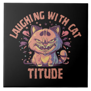Lachen mit Katzenattitüde Fliese