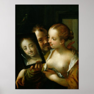 Lachen Paar mit Spiegel, 1596 Poster