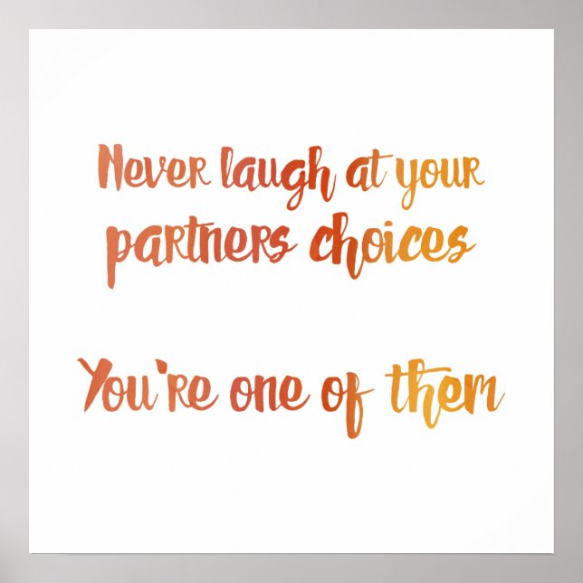 Lachen Sie niemals bei Ihrem Partner Poster (Vorne)