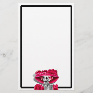 Lachen Skeleton Frau in Red Bonnet Briefpapier