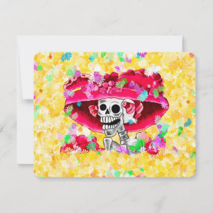 Lachen Skeleton Frau in Red Bonnet Einladung