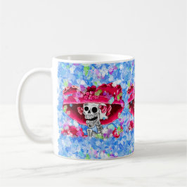 Lachen Skeleton Frau in Red Bonnet Kaffeetasse