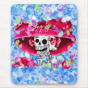 Lachen Skeleton Frau in Red Bonnet Mousepad