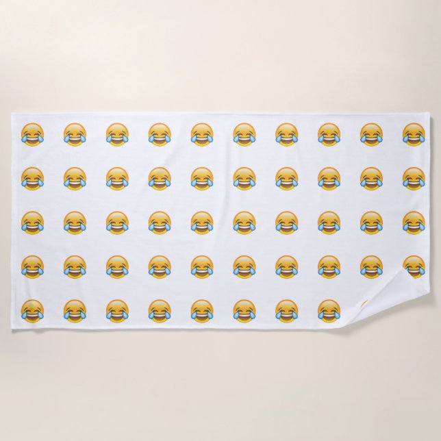 Lachen Tränen weinen von Joy Emoji Strandtuch (Vorderseite)