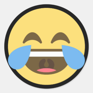 Lachen und Cry Emoji Runder Aufkleber