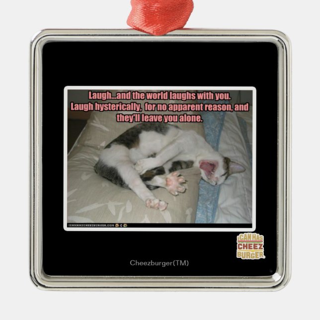 Lachen und die Welt lacht mit Ihnen Silbernes Ornament (Vorne)