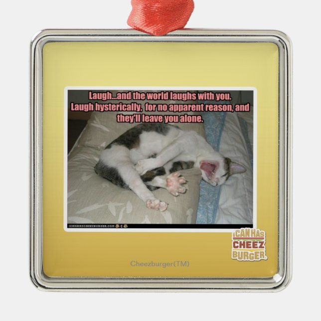 Lachen und die Welt lacht mit Ihnen Silbernes Ornament (Vorne)
