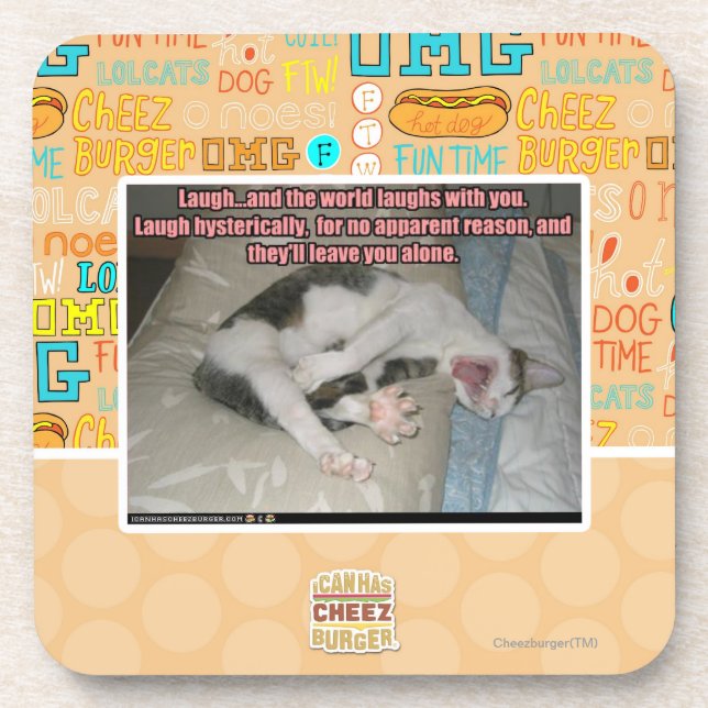 Lachen und die Welt lacht mit Ihnen Untersetzer (Vorderseite)