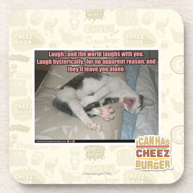 Lachen und die Welt lacht mit Ihnen Untersetzer (Vorderseite)