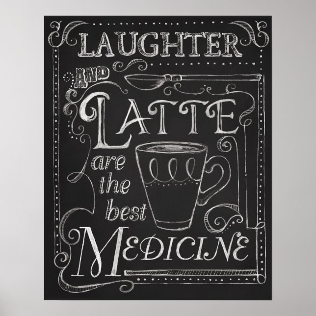 Lachen und Latte, Kaffeekabine Art Poster (Vorne)