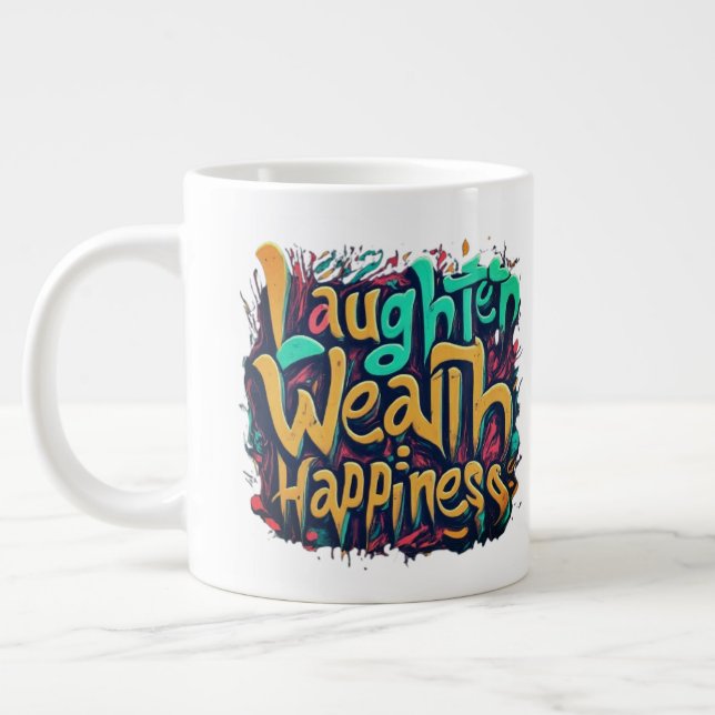 Lachen Wohlbefinden Jumbo-Tasse (Links)