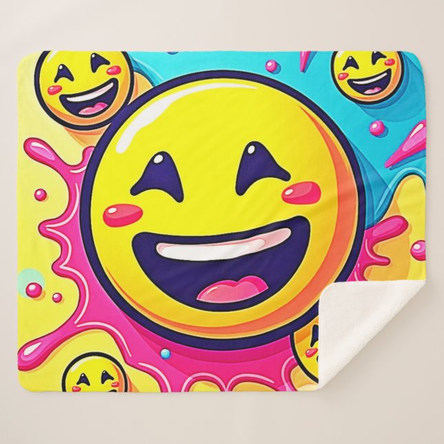 Lachend Emoji Splash Party Sherpadecke (Vorderseite (Horizontal))