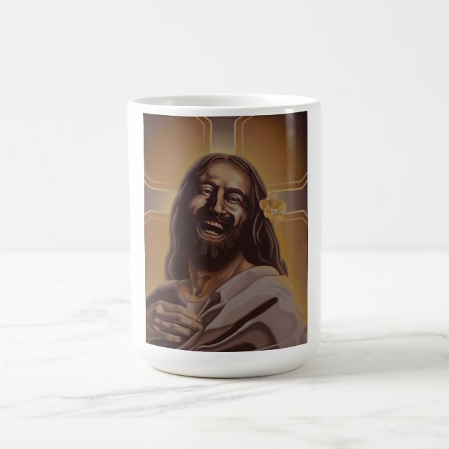 Lachende der Jesus-Tasse Juni-Mondes Kaffeetasse (Mittel)