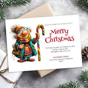 Lachende Frau Weihnachtsgruß zum Ausdrucken Feiertagskarte