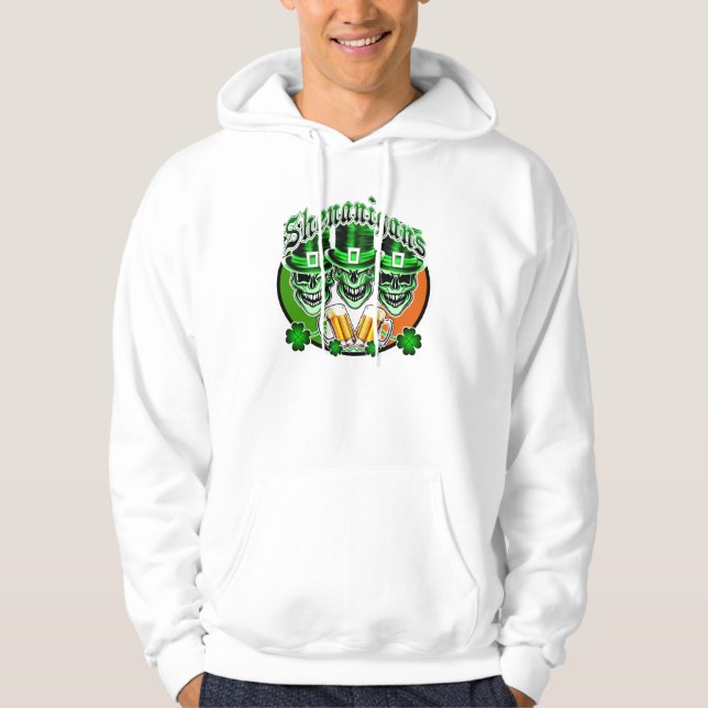 Lachende irische Kobold-Schädel: Shenanigans Hoodie (Vorderseite)