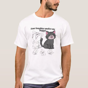 Lachende Katzen & Schmetterlinge Kunst T-Shirt