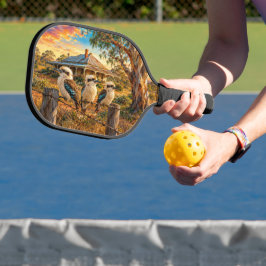 Lachende Königskuckucke bei Sonnenuntergang auf St Pickleball Schläger