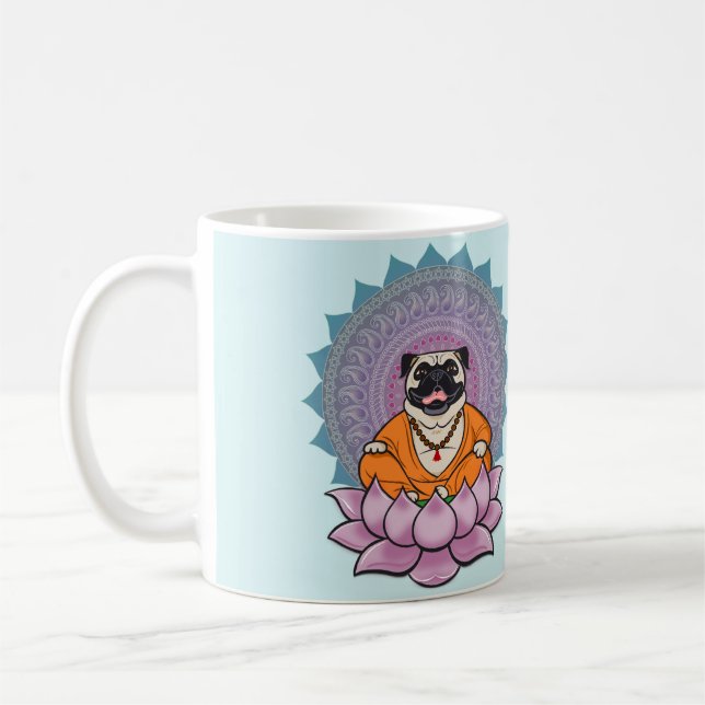 Lachende Mopsmandala-Tasse Kaffeetasse (Links)