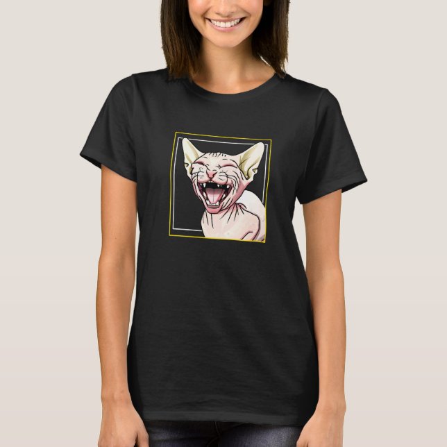 lachende Sphynx-Katze T-Shirt (Vorderseite)