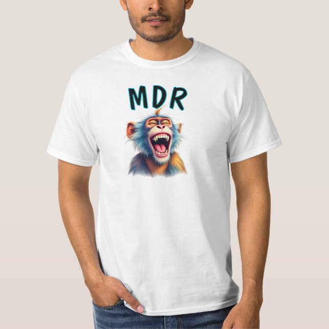 Lachender Affe mit MDR-Inschrift. T-Shirt (Vorderseite)