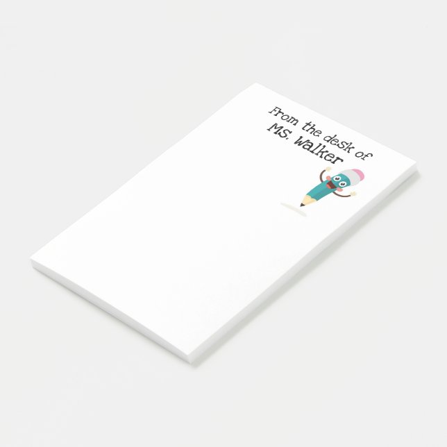 Lachender Bleistift Cartoon Post-it Notes Klebezettel (angewinkelt)