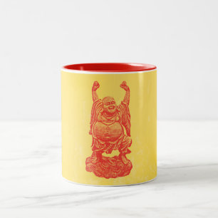 Lachender Buddha (rot) Zweifarbige Tasse