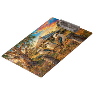 Lachender Eisvogel bei Sonnenuntergang auf Stachel Klemmbrett