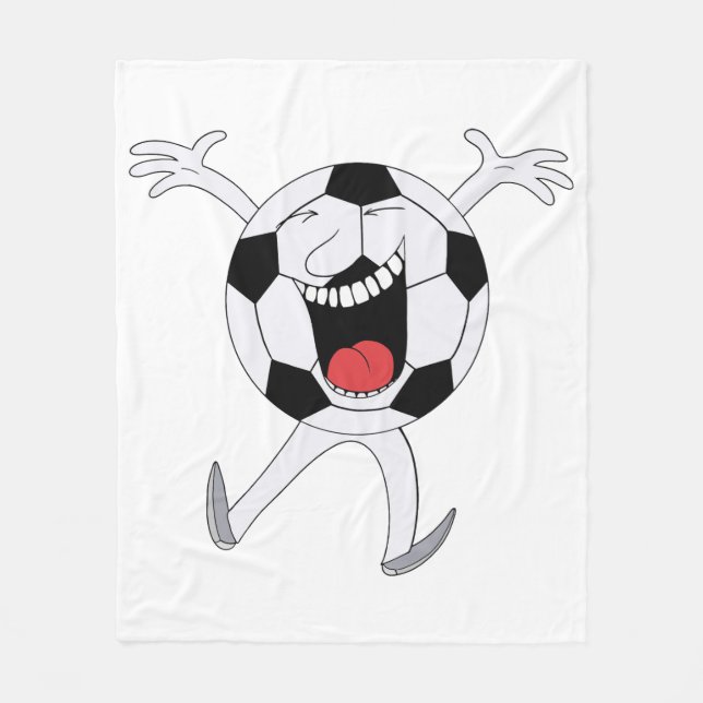 Lachender Fußball-Maskottchen Fleecedecke (Vorderseite)