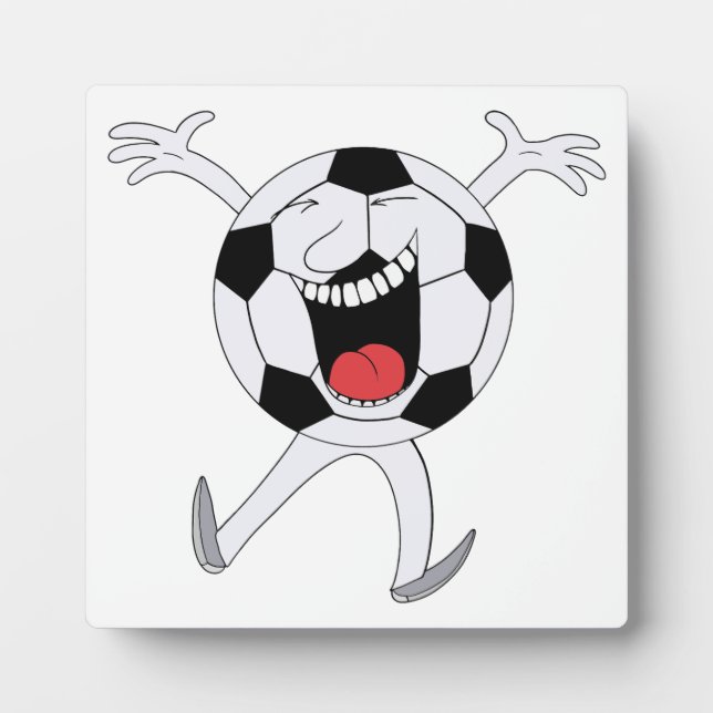 Lachender Fußball-Maskottchen Fotoplatte (Vorderseite)