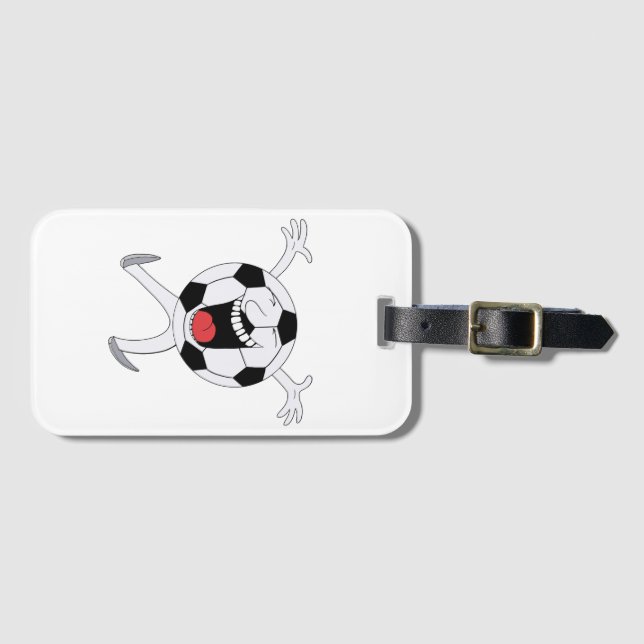 Lachender Fußball-Maskottchen Gepäckanhänger (Vorderseite (Horizontal))
