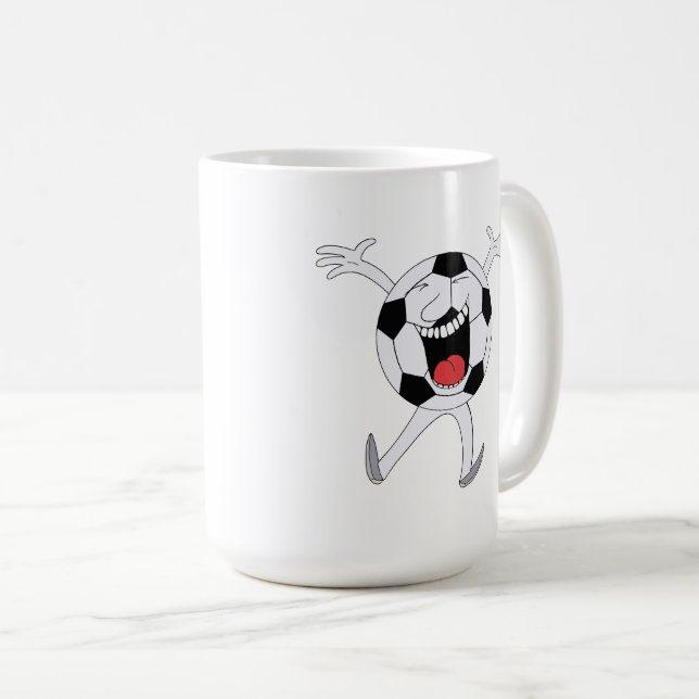 Lachender Fußball-Maskottchen Kaffeetasse (VorderseiteRechts)