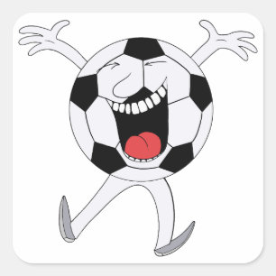 Lachender Fußball-Maskottchen Quadratischer Aufkleber