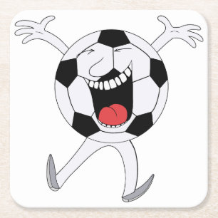 Lachender Fußball-Maskottchen Rechteckiger Pappuntersetzer