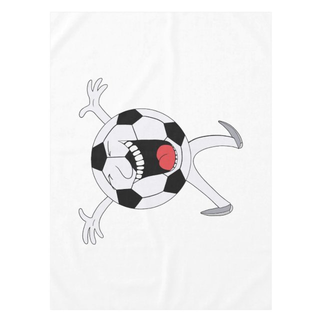 Lachender Fußball-Maskottchen Tischdecke (Vorderseite)