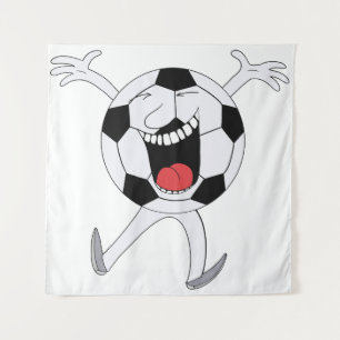 Lachender Fußball-Maskottchen Wandteppich