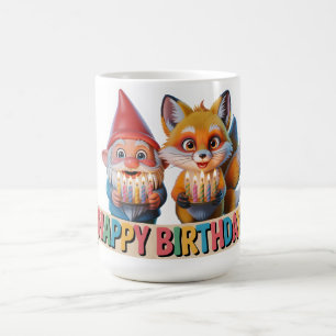 Lachender Gartenzwerg und Fuchswelpe zum Geburtsta Kaffeetasse