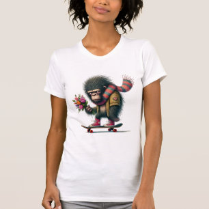 Lachender Gorilla auf einem Skateboard T-Shirt