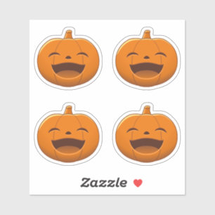 Lachender Halloween-Kürbis, Set von 4 Aufkleber